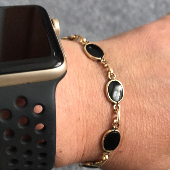 Vintage 12k gold onyx bracelet - Picture 7 of 8